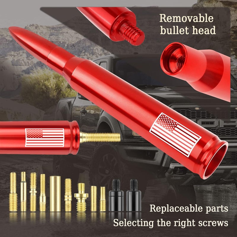 Turcee Car Bullet Antenna,Truck Exterior Decoration Accessories Car Vehicle Replacement Antenna Conpatible with Ford F150 RAM 1500 GMC Heavy Duty Pickup Trucks Accessories (New Upgrade Red-U.S. Flag)… - Image 4